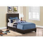Faux Leather Upholstered Bed Frame, Brown, Twin