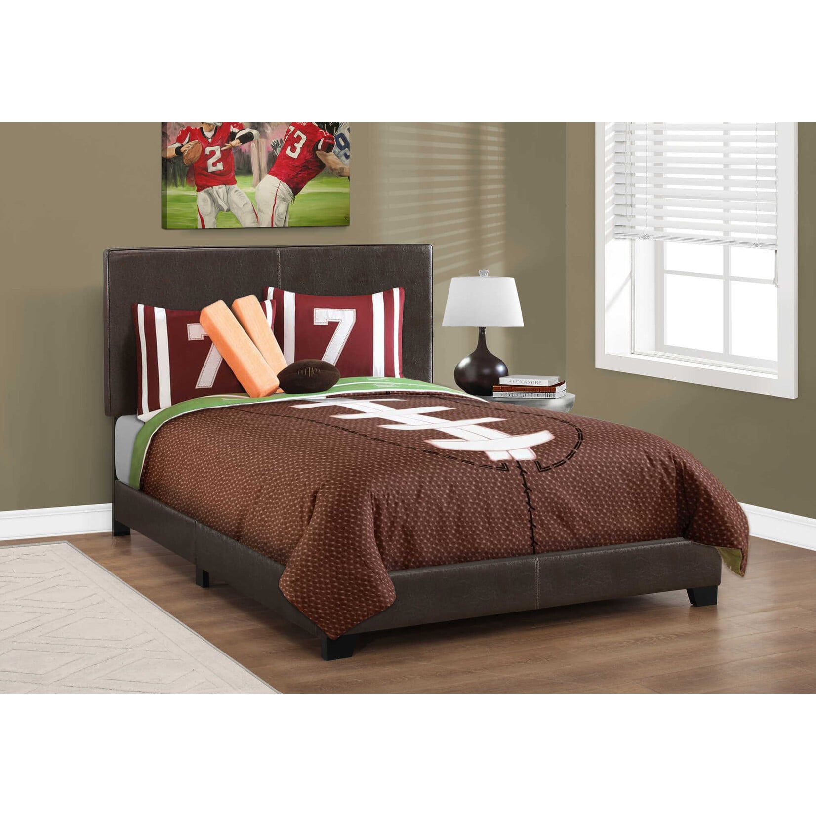Faux Leather Upholstered Bed Frame, Brown, Full