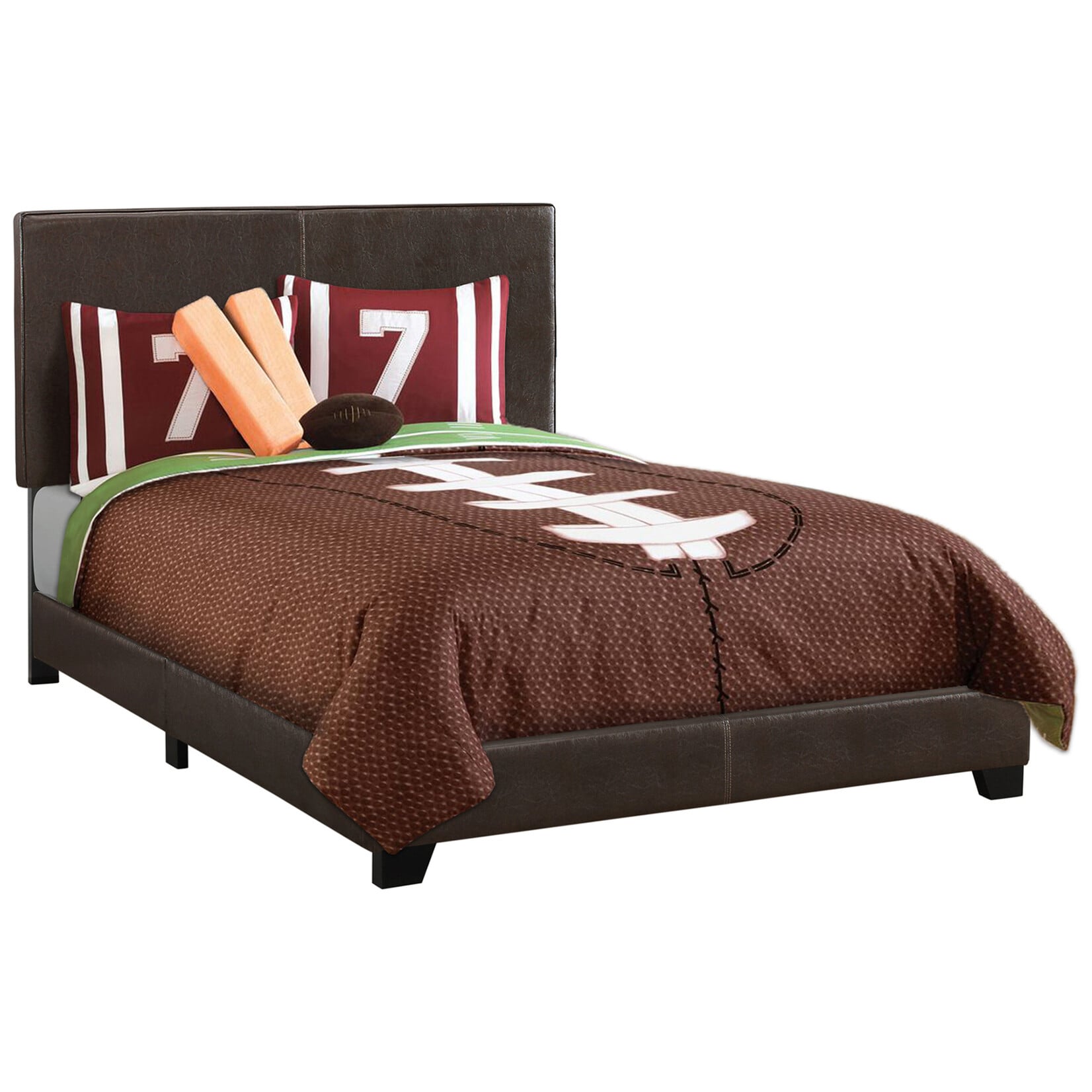 Faux Leather Upholstered Bed Frame, Brown, Full