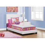 Faux Leather Upholstered Bed Frame, White, Twin