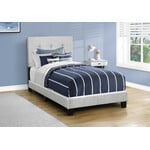 Boucle Fabric Upholstered Bed Frame, Light Grey, Twin