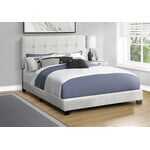 Boucle Fabric Upholstered Bed Frame, Light Grey, Queen