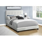 Boucle Fabric Upholstered Bed Frame, Light Grey, Double