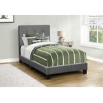 Boucle Fabric Upholstered Bed Frame, Dark Grey, Twin
