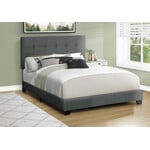 Boucle Fabric Upholstered Bed Frame, Dark Grey, Queen