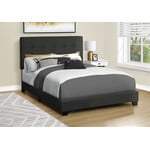 Boucle Fabric Upholstered Bed Frame, Black, Double