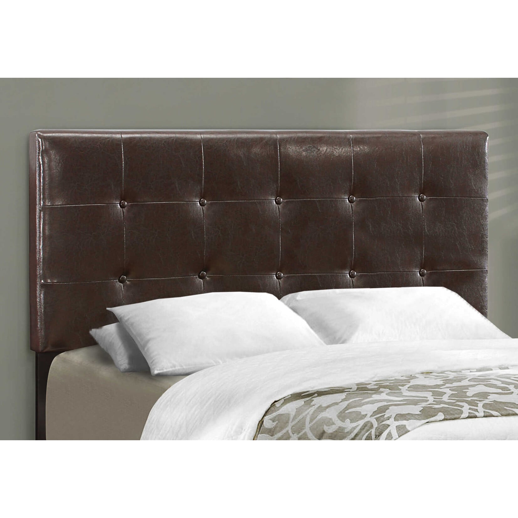 Faux Leather Upholstered Bed Frame, Dark Brown, Double
