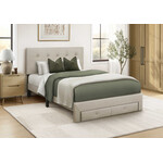 Bed Frame Linen Platform Front Storage Drawer, Grey, Double