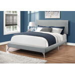 Bed Frame Leather-Look with Chrome Legs, White, Queen
