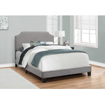 Bed Frame Linen with Chrome Trim, Grey, Double