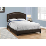 Bed Frame Leather-Look with Brass Trim, Brown, Queen