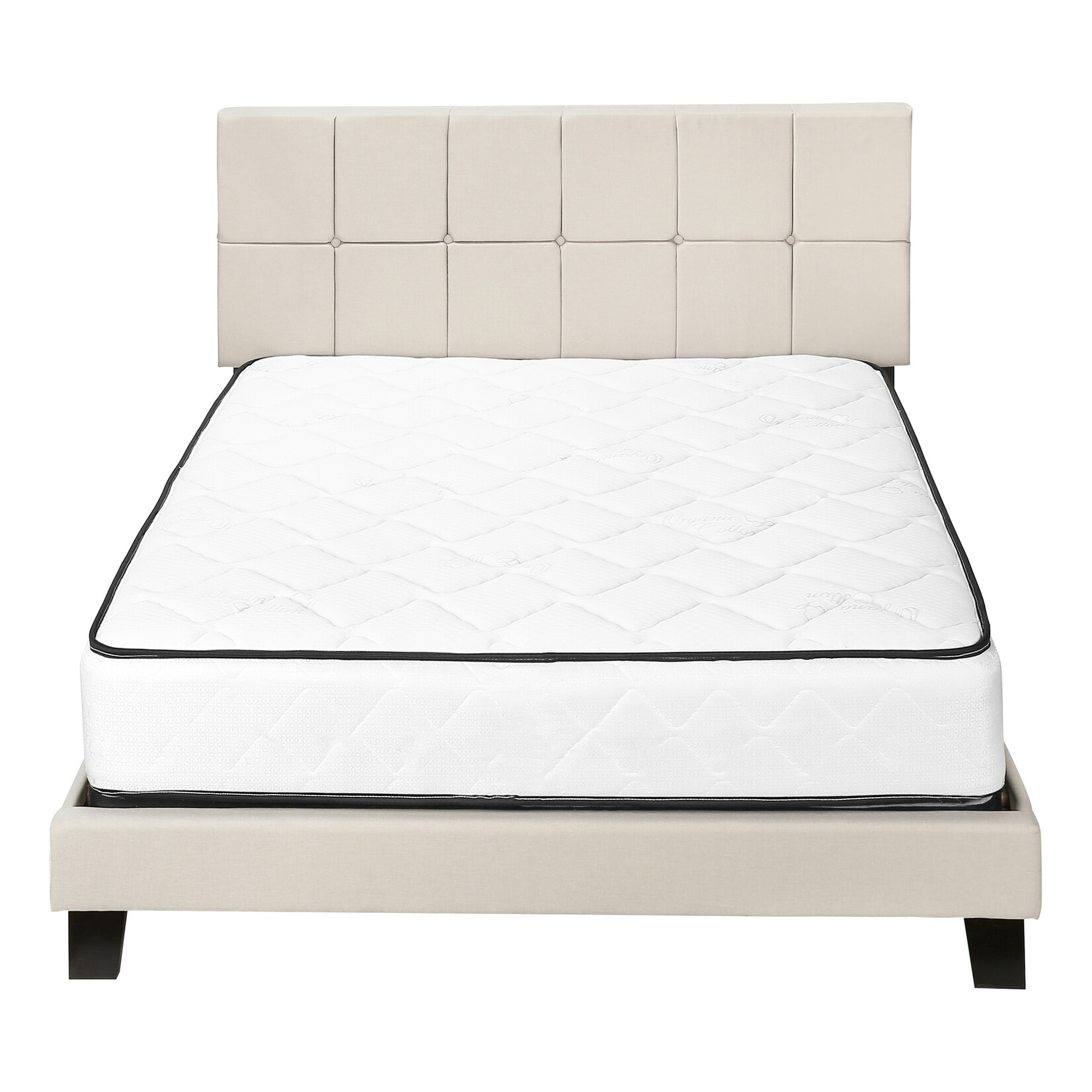 Bed Frame Linen, Beige, Queen