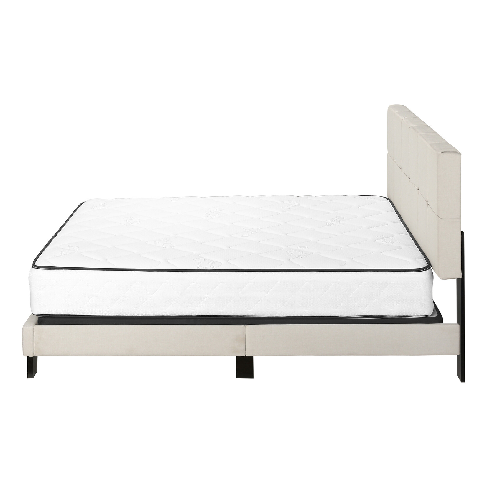 Cadre de Lit Lin, Beige, Grand