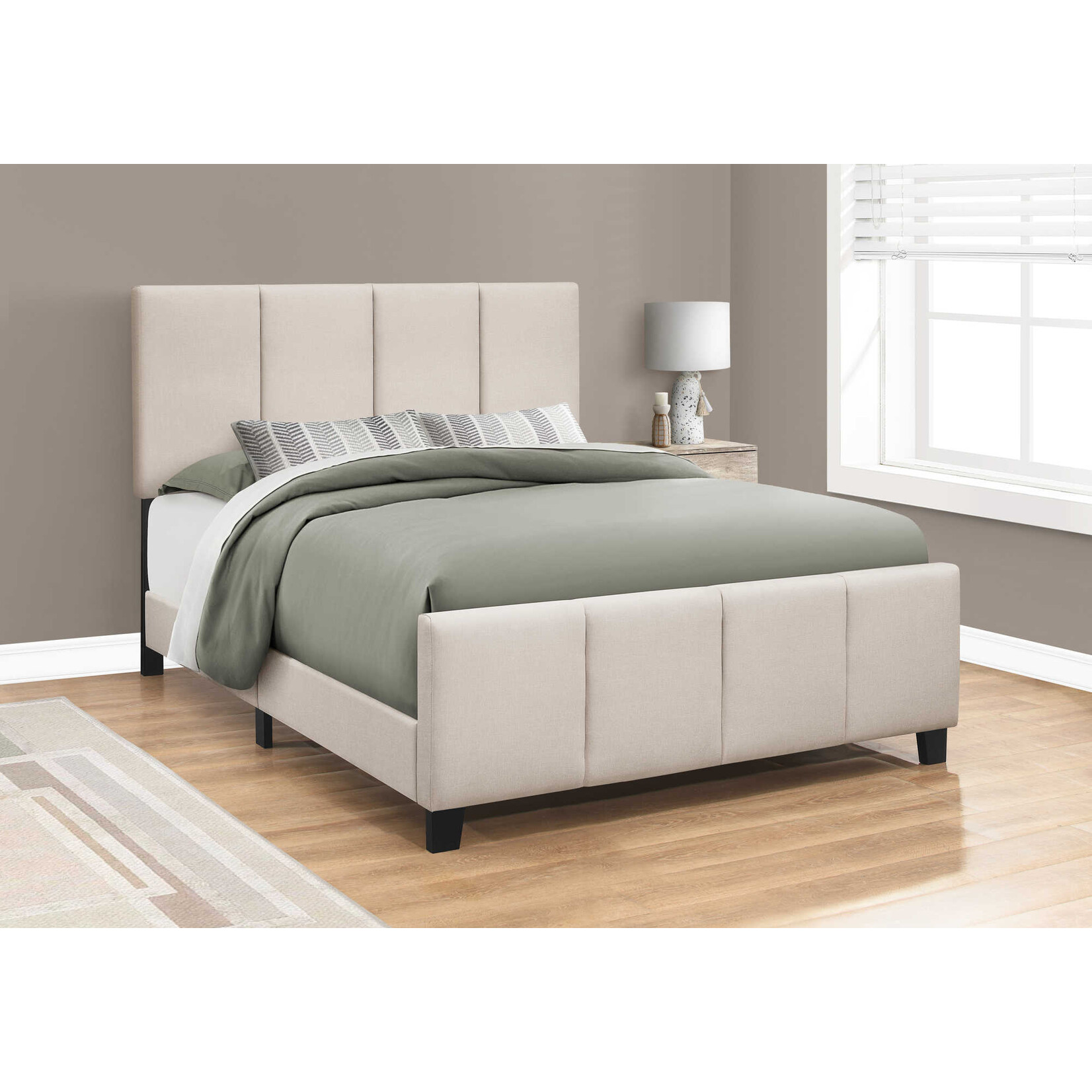 Cadre de Lit Lin, Beige, Grand