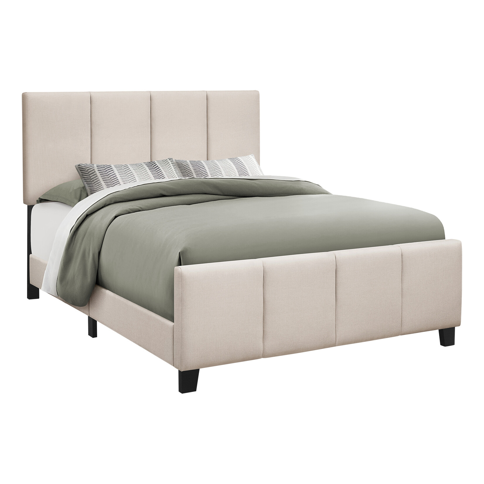 Bed Frame Linen, Beige, Queen