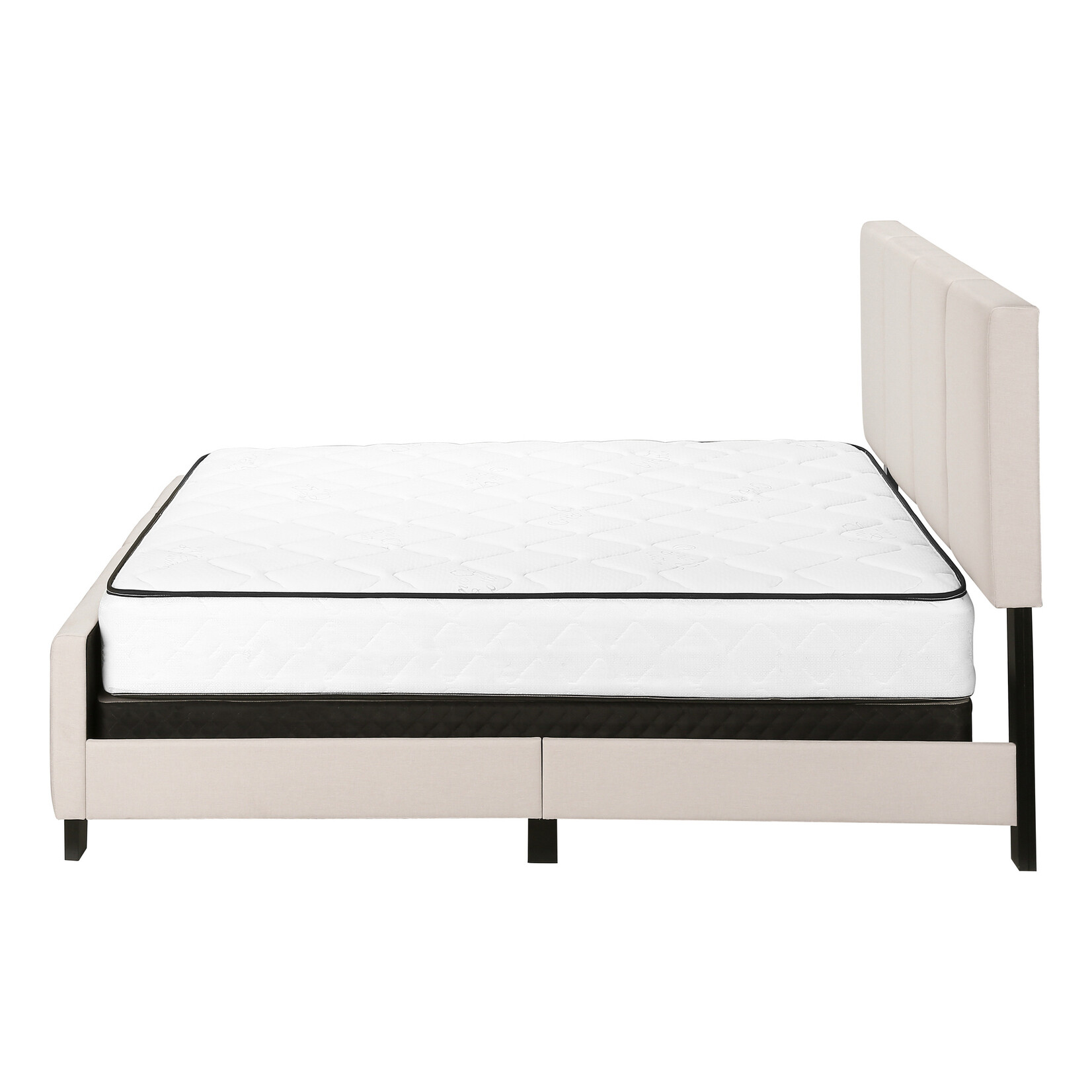 Cadre de Lit Lin, Beige, Grand