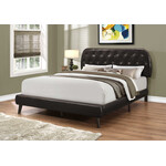 Bed Frame Leather-Look with Wood Legs, Brown, Queen