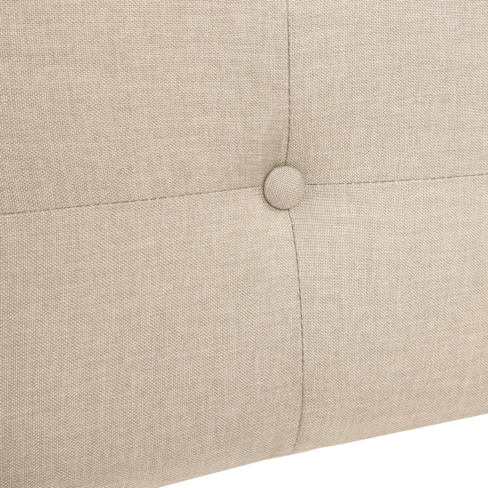 Bed Frame Linen with Chrome Metal Legs, Beige, Queen