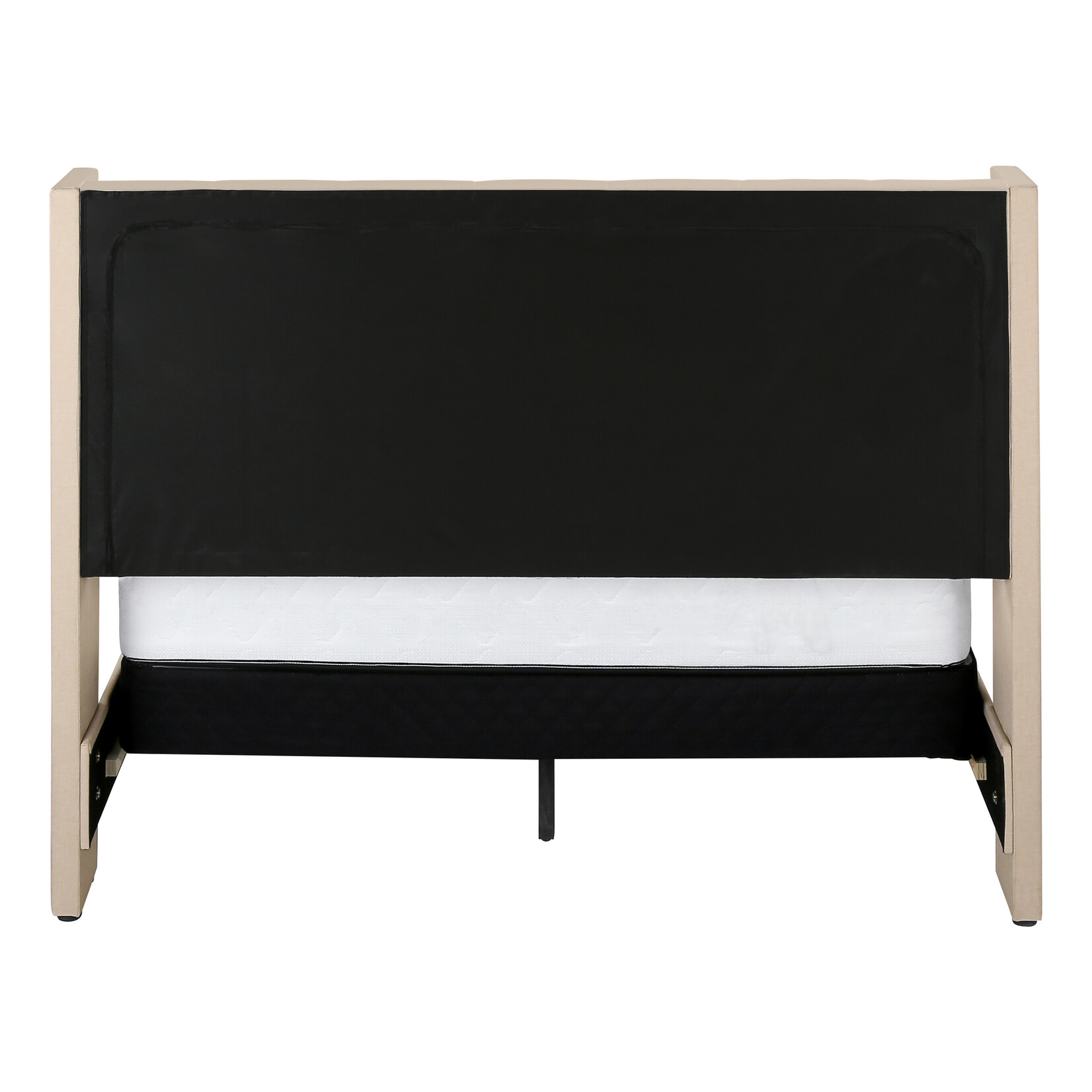 Cadre de Lit Lin avec Pieds en Métal Chrome, Beige, Grand