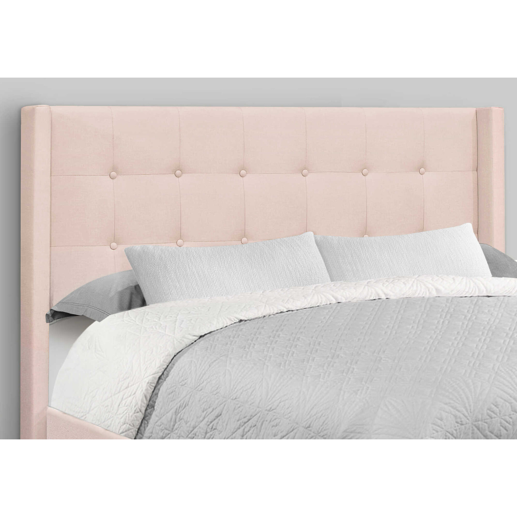 Cadre de Lit Velours avec Pieds en Métal Chrome, Rose, Grand