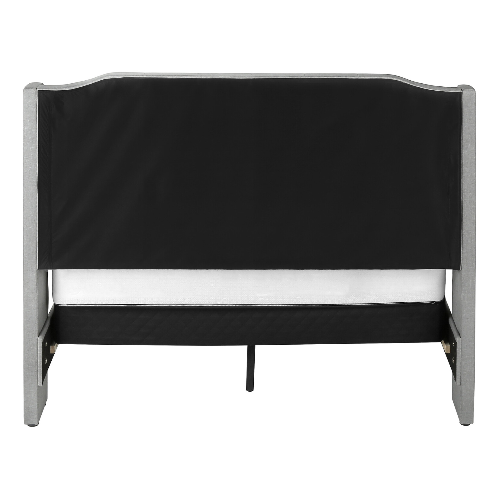 Bed Frame Linen with Chrome Metal Legs, Grey, Queen