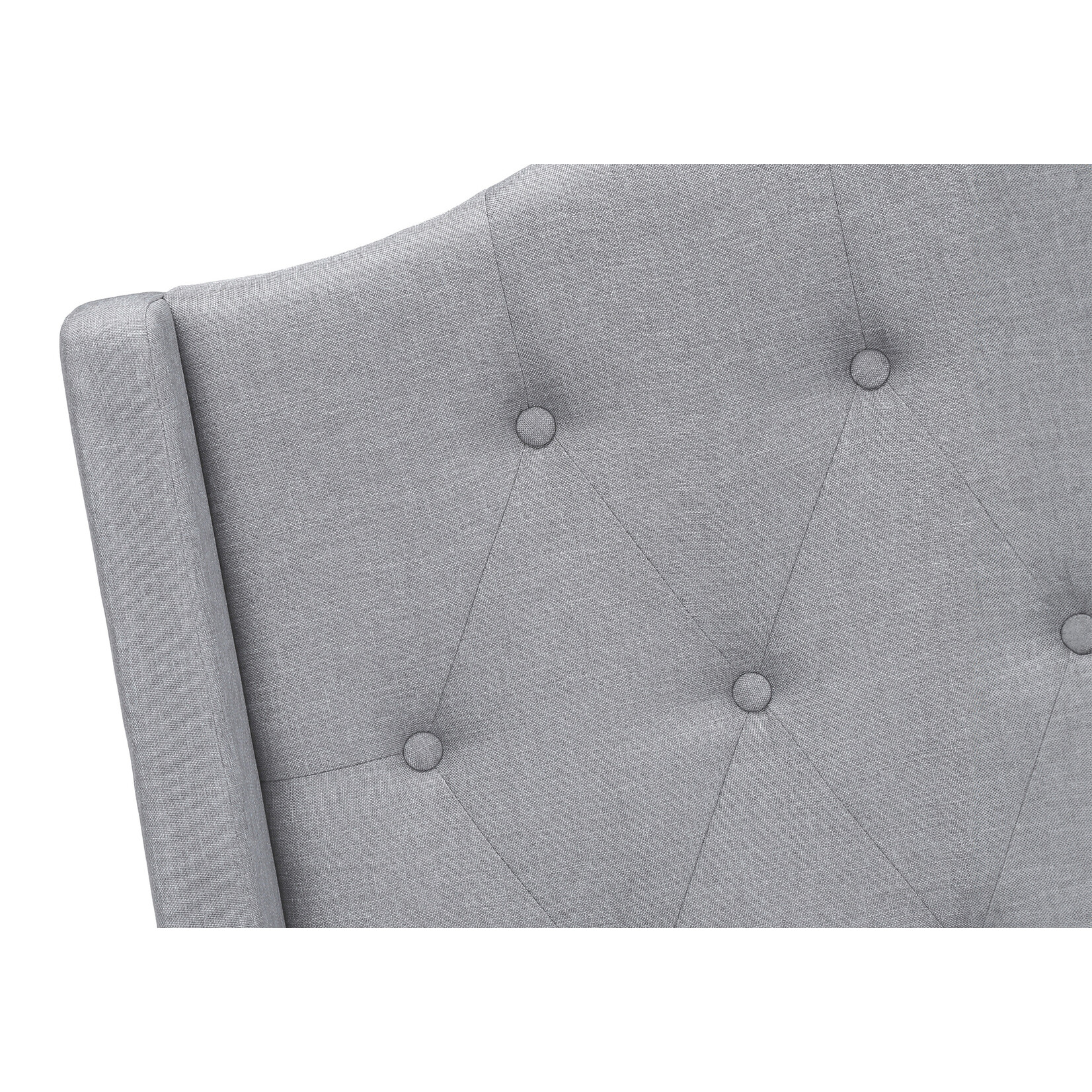 Bed Frame Linen with Chrome Metal Legs, Grey, Queen