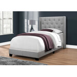 Bed Frame Linen with Chrome Trim, Grey, Twin