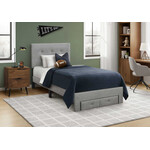 Bed Frame Linen Platform Front Storage Drawer, Grey, Twin