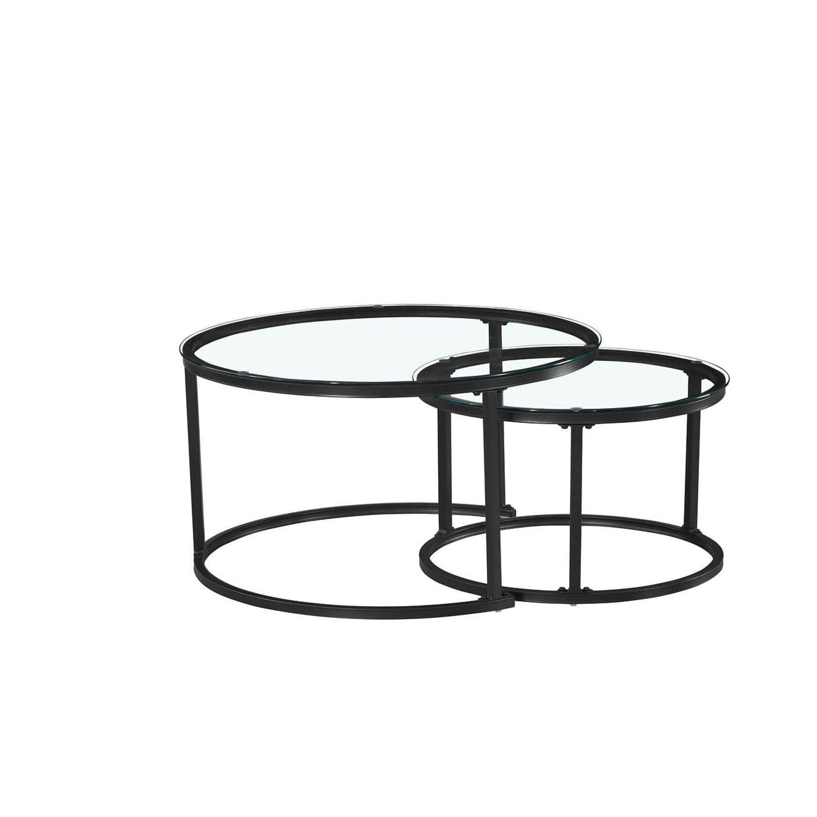 Ensemble de 2 Tables à Café Gigognes en Verre, Noir