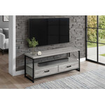 TV STAND 48" Grey with Black Metal Frame