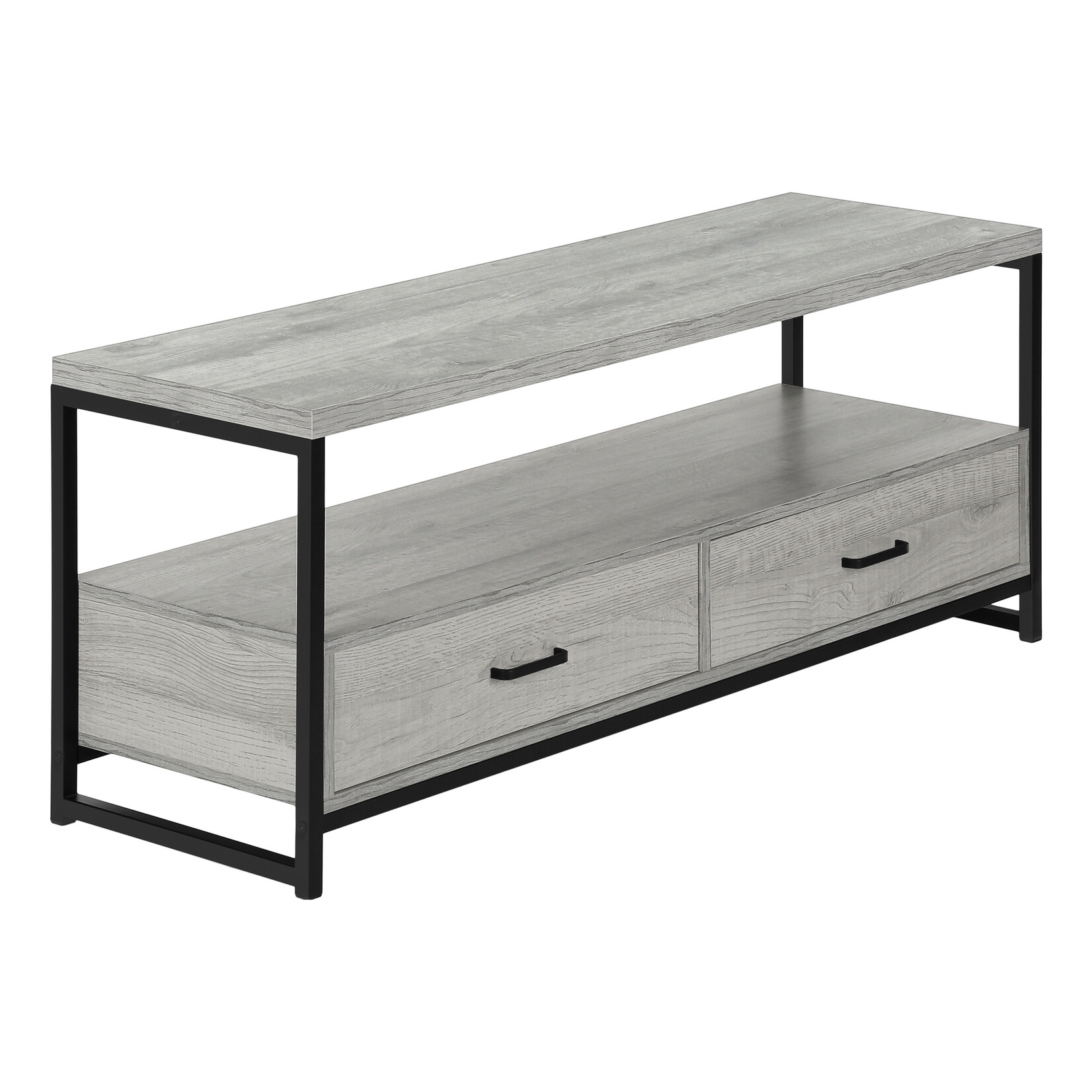 TV STAND 48" Grey with Black Metal Frame