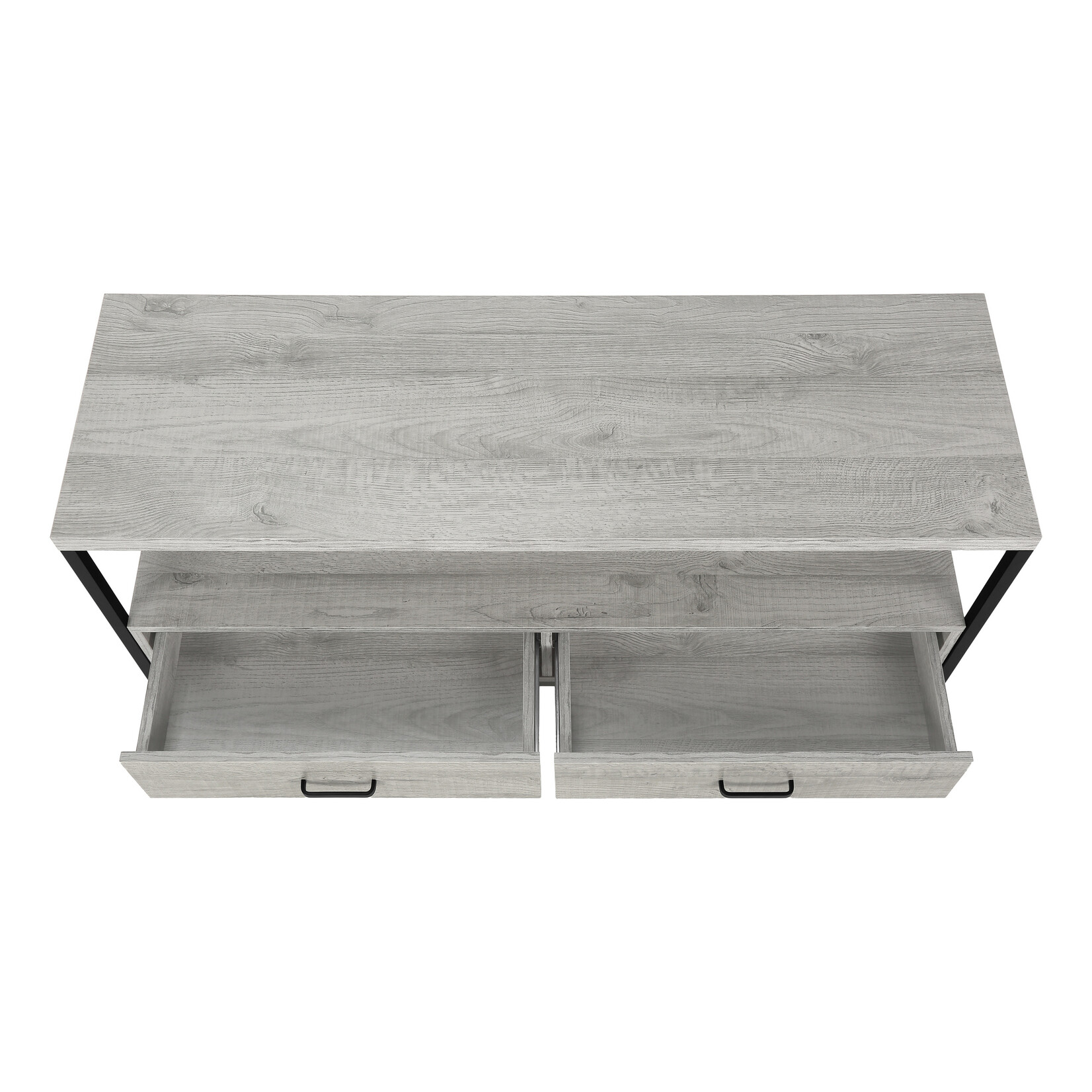 TV STAND 48" Grey with Black Metal Frame