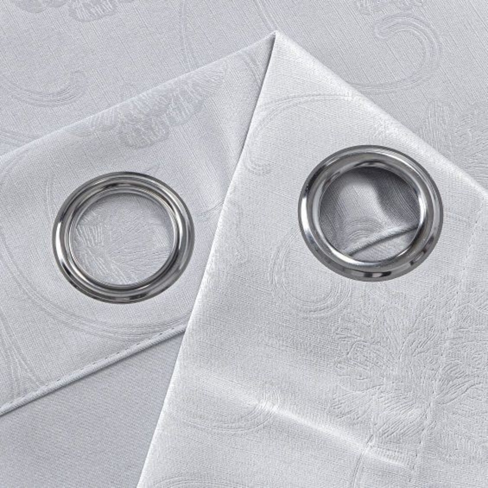 Floral Blackout Grommet Panel, Silver-White