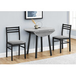 DINING SET - 3PCS SET / GREY TOP / BLACK METAL