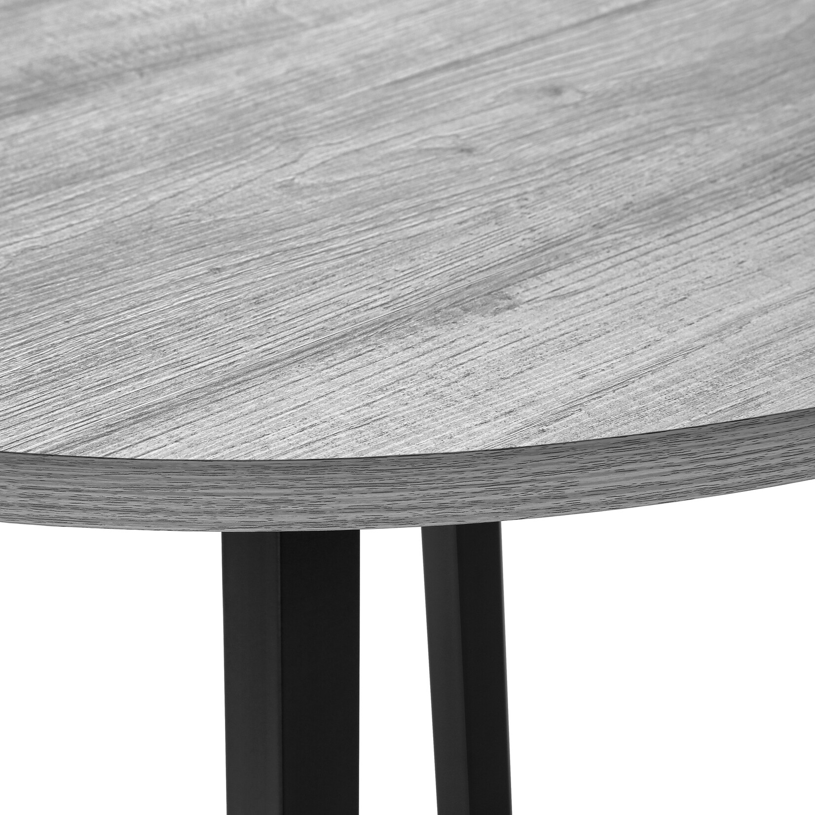 DINING SET - 3PCS SET / GREY TOP / BLACK METAL