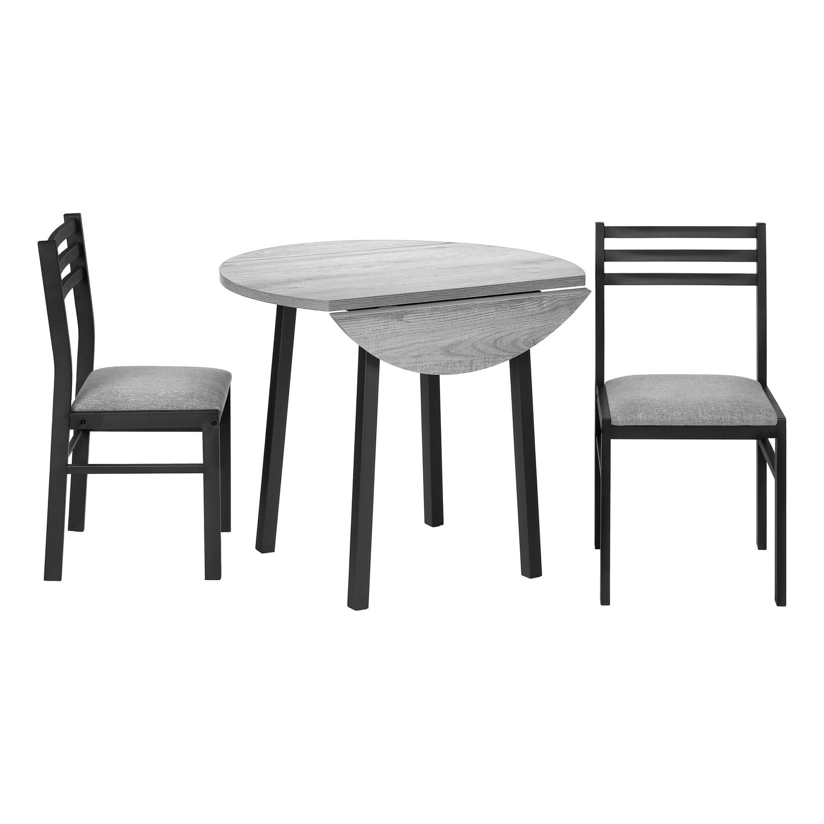 Ensemble Table Salle à Manger, 3 Morceaux, Fini Gris