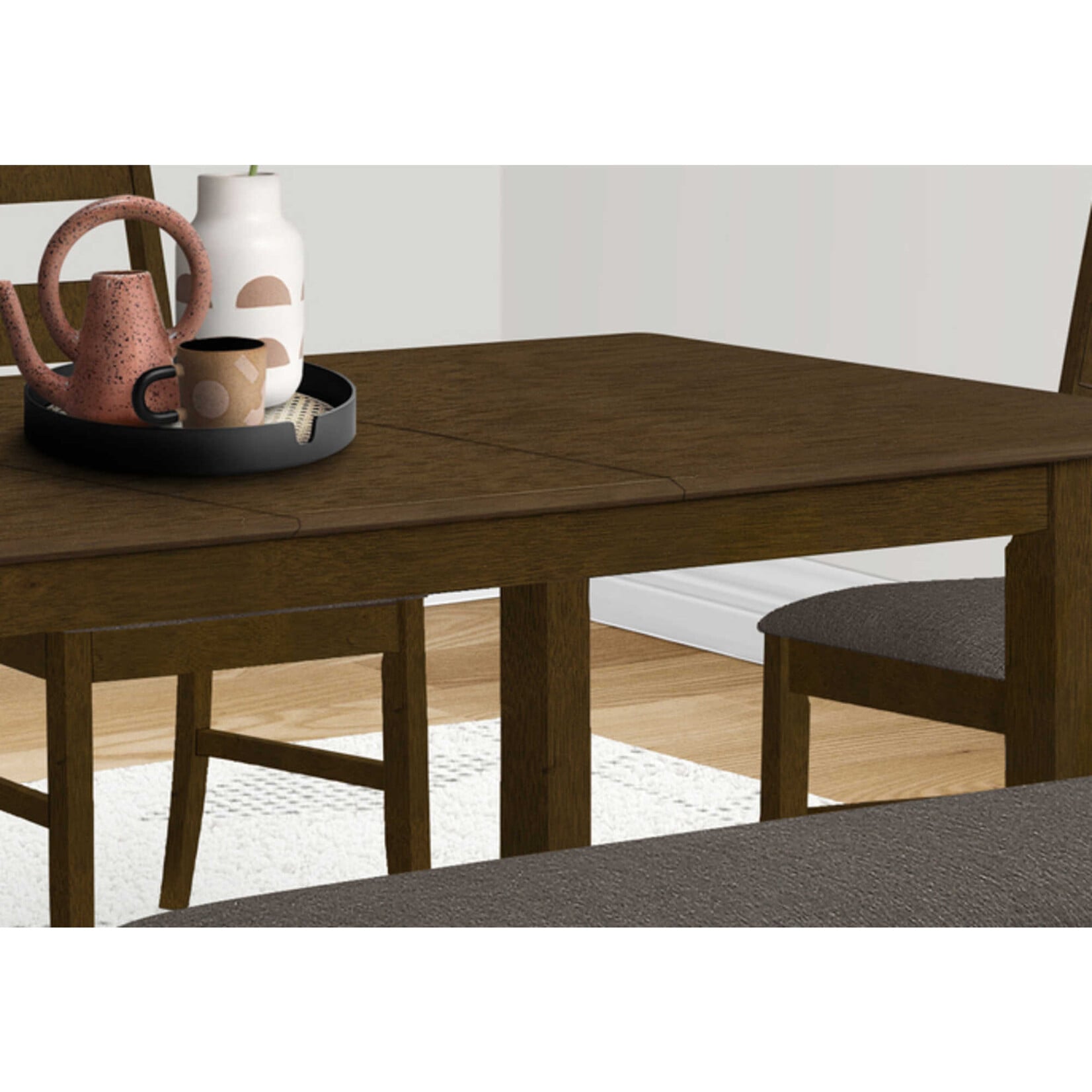 Dining Table with Extension Brown Walnut Finish, 36"X 72"/ 18" Extension Panel