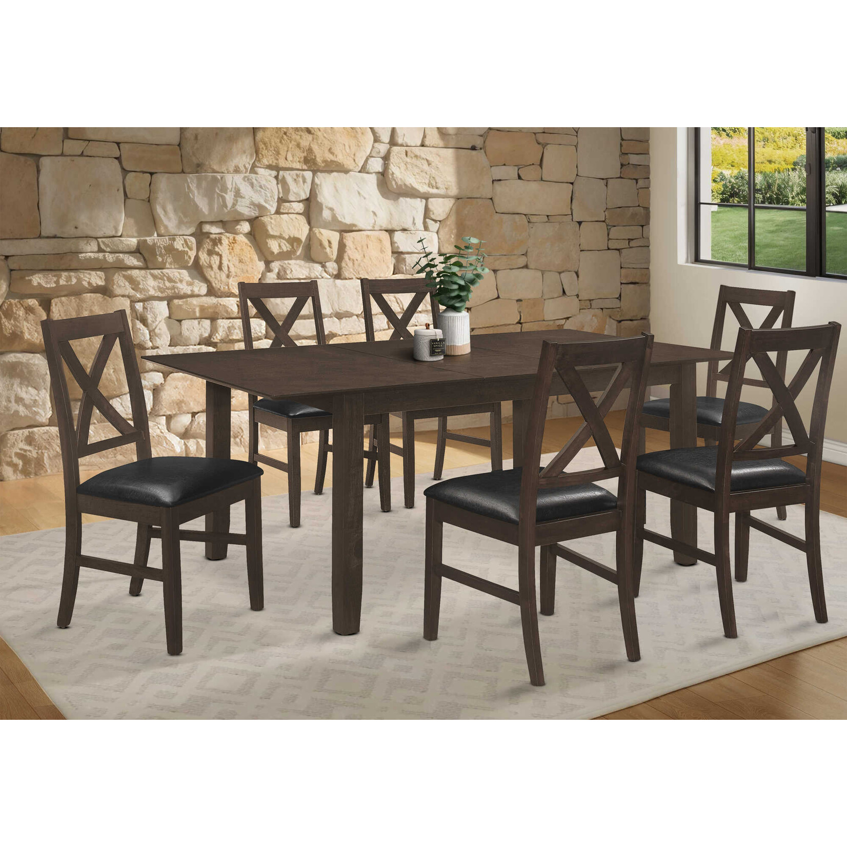 TABLE A MANGER - 42"X 78" / EXTENSION 18" PLAQUE ESPRESSO