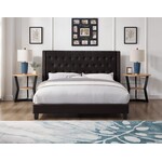 Upholstered Platform Bed with Tufted Headboard, Black Velvet