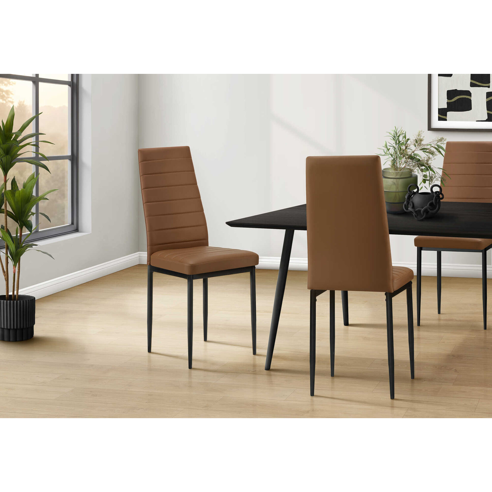 Dining Chair with Metal Frame, CognacLeather Look