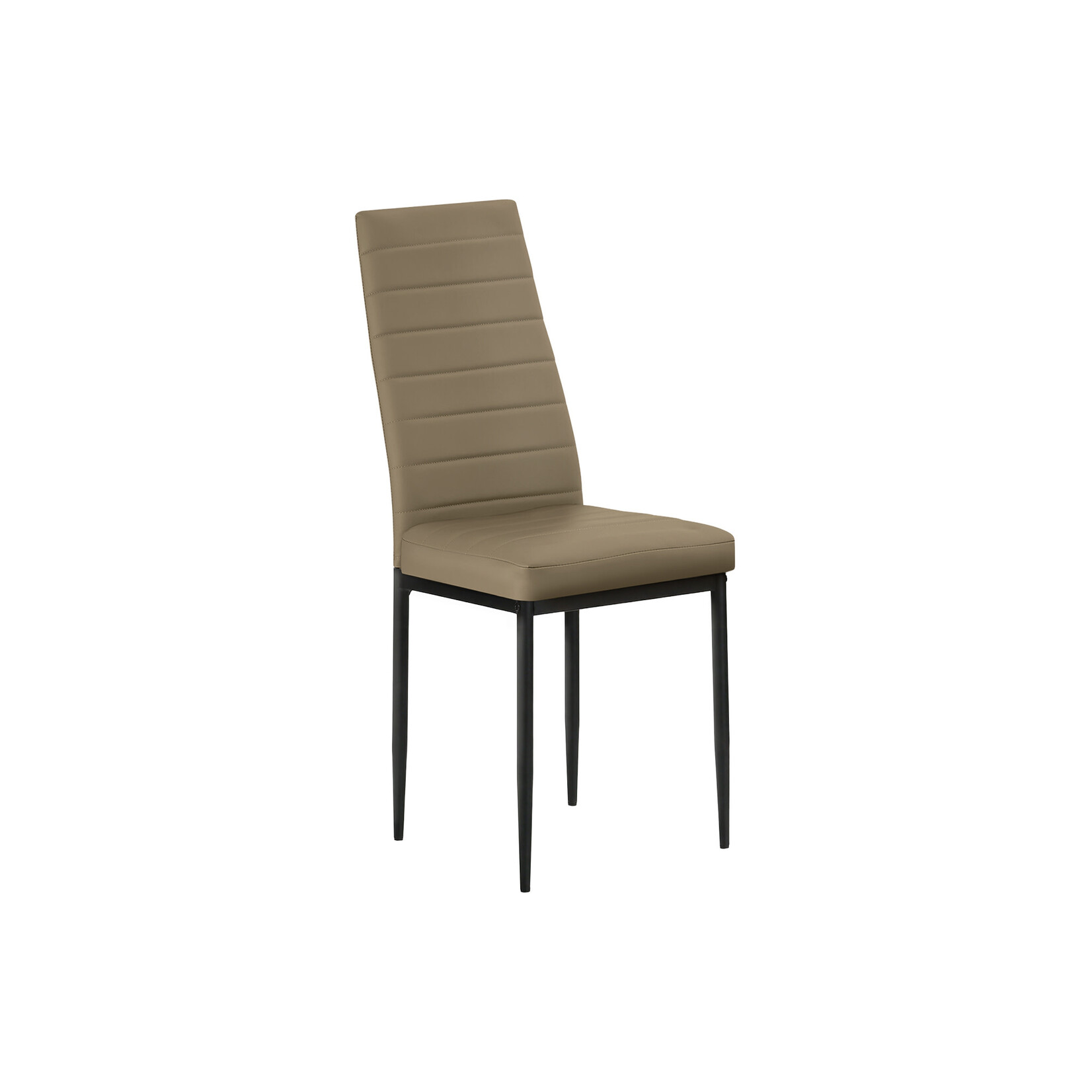 Dining Chair, Metal Frame, Dark Taupe Leather-Look