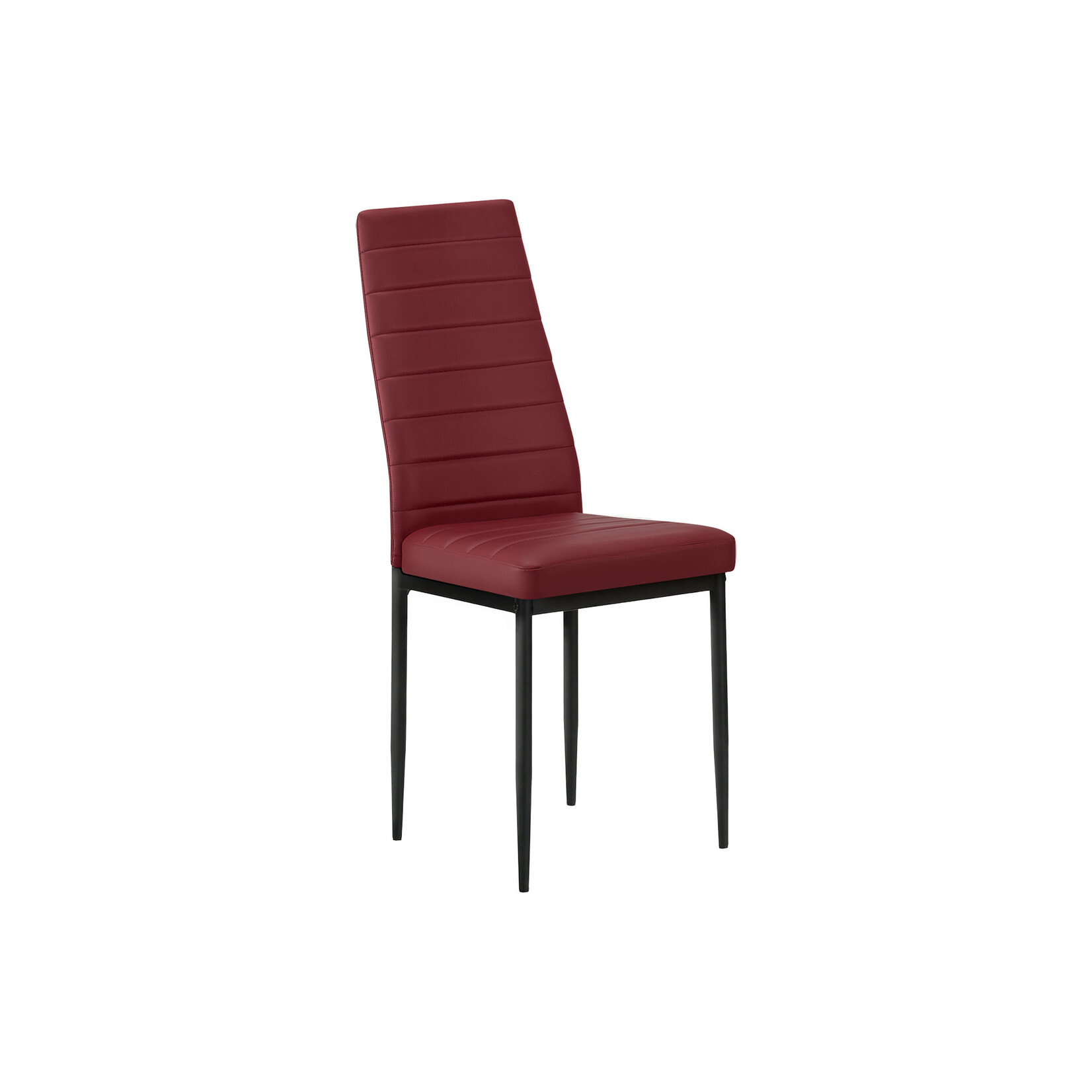 Dining Chair, Metal Frame, Red Leather-Look