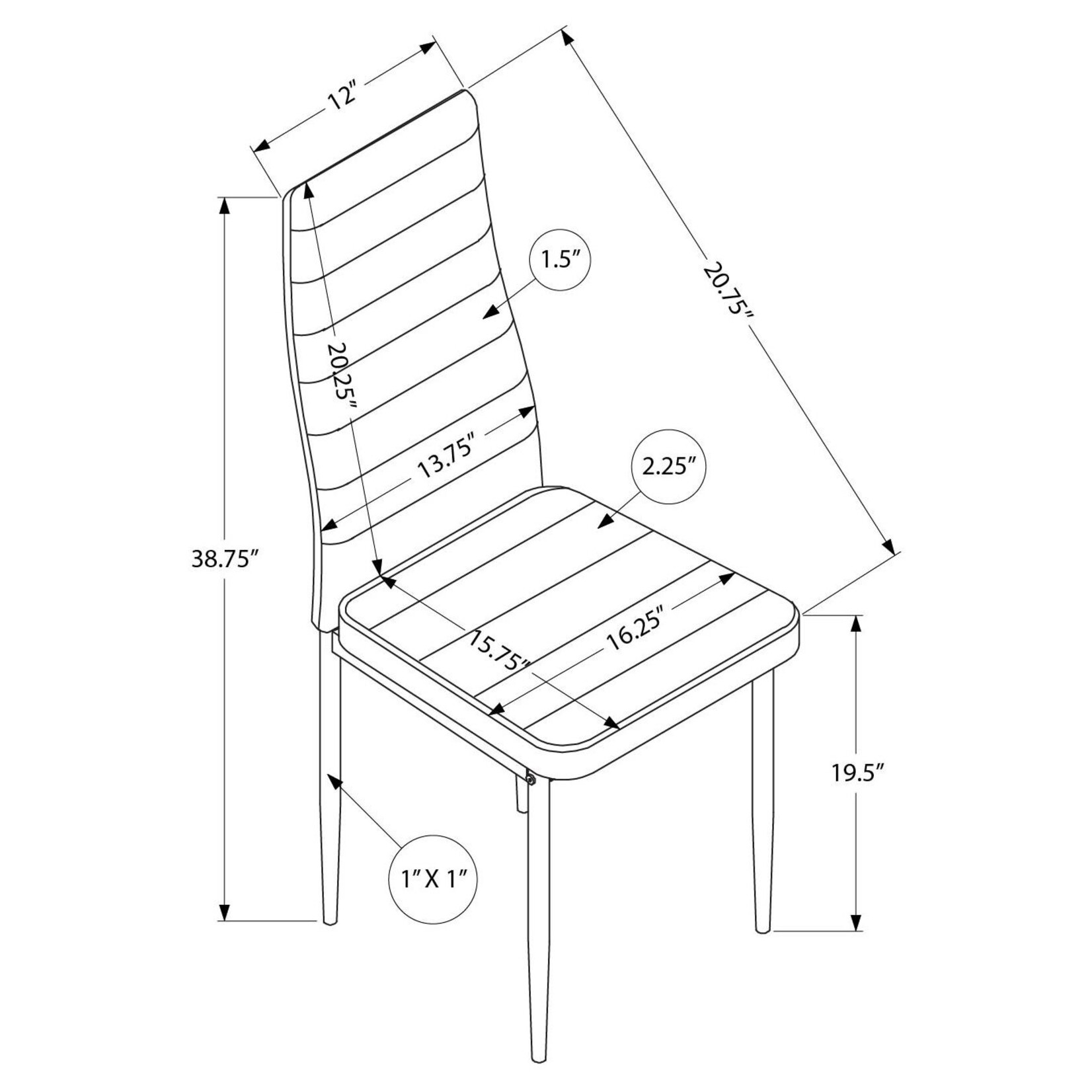 Chaise de Salle à Manger avec Structure en Métal, Similicuir Gris