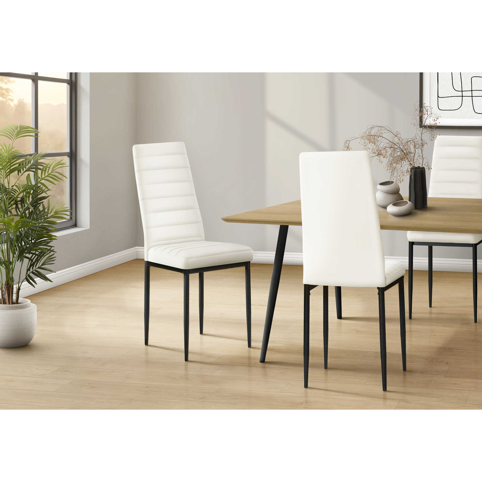 Dining Chair with Metal Frame, White Leather Look