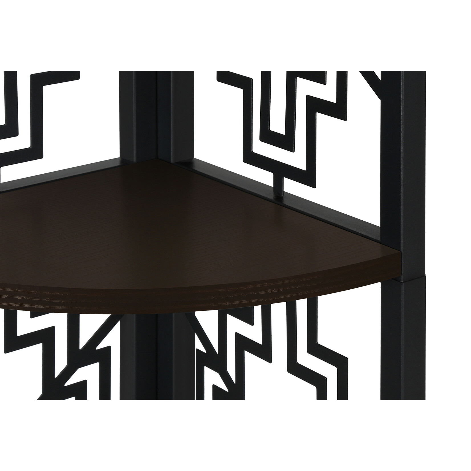 Corner Bookcase Shelf, Black Metal & Espresso
