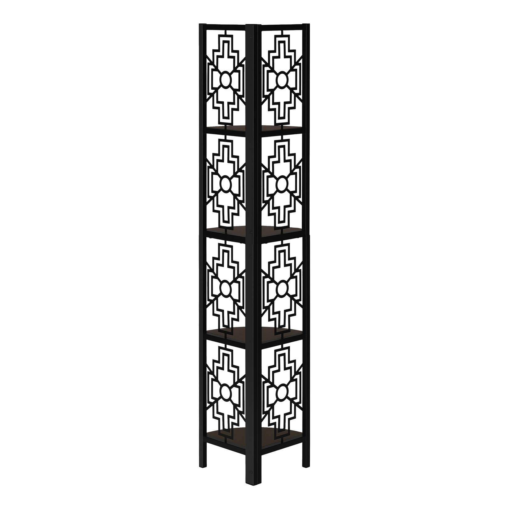 Etagere en Coin, Metal Noir et Fini Espresso