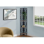 Corner Bookcase Shelf, Black Metal & Taupe Shelves