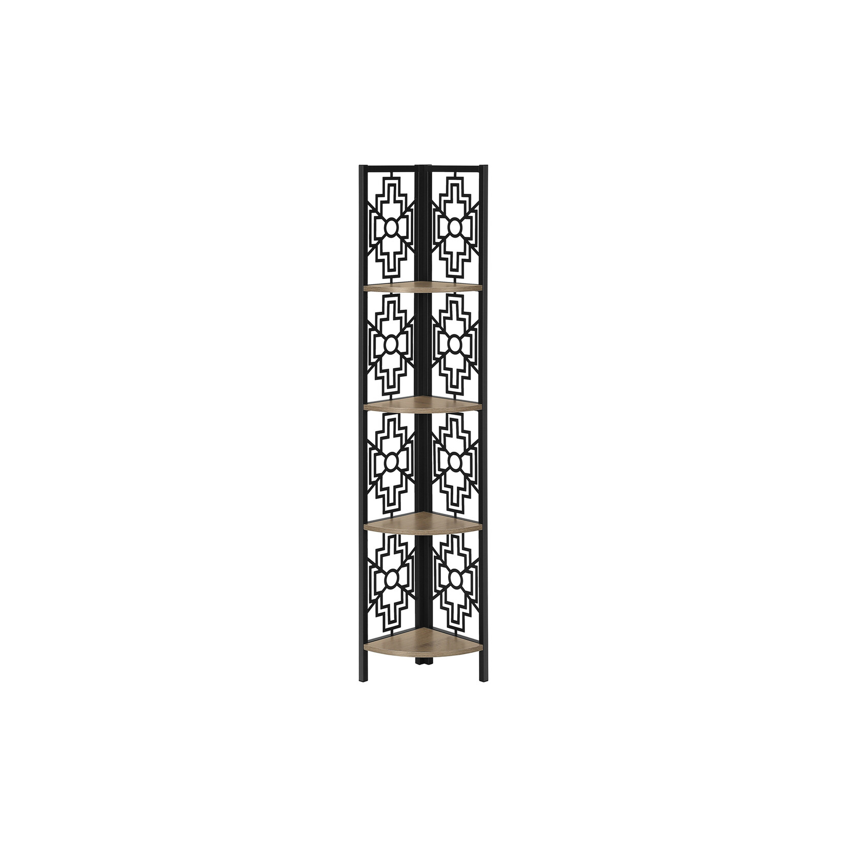 Etagere en Coin, Metal Noir et Fini Taupe