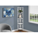 Corner Bookcase Shelf, White Metal & White Shelves