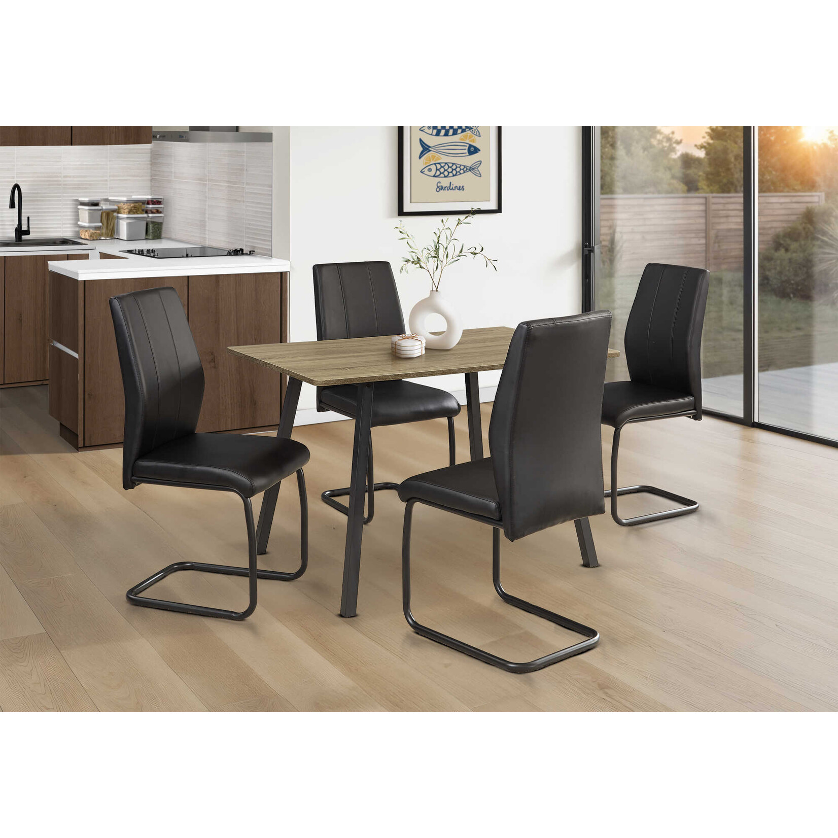 TABLE A MANGER - 30"X 48" / TAUPE FONCE / METAL NOIR